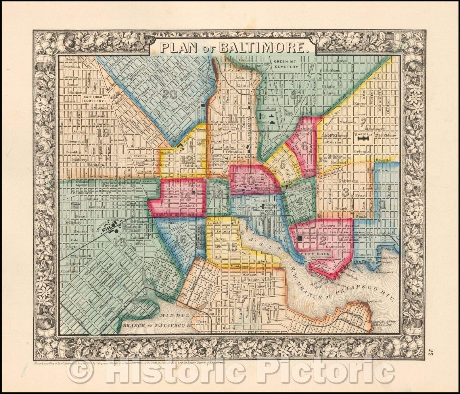 Historic Map - Plan of Baltimore, 1860, Samuel Augustus Mitchell Jr. v2