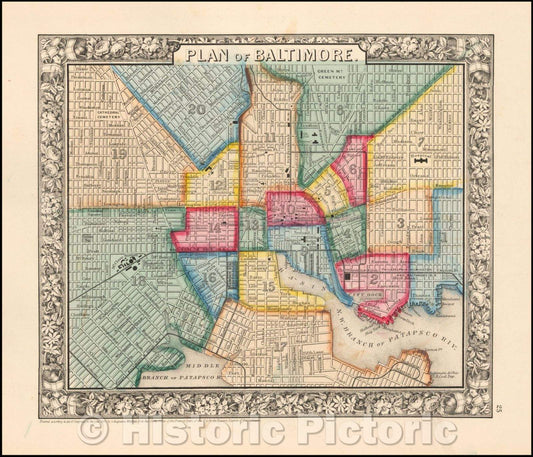 Historic Map - Plan of Baltimore, 1860, Samuel Augustus Mitchell Jr. v2