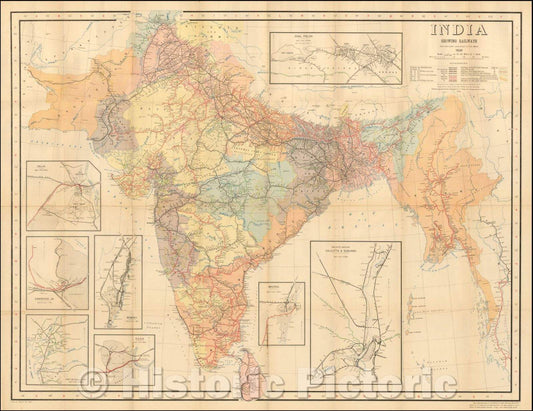 Historic Map - India Showing Railways Open and under construction on 31st March 1928, 1928, Surveyor General of India - Vintage Wall Art