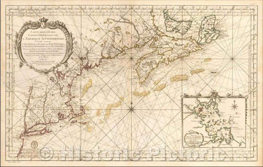 Historic Map - Carte Reduite Des Costes Orientales De L'Amerique Septentrionale, 1757, Jacques Nicolas Bellin v1