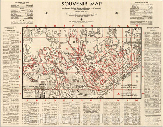 Historic Map - Souvenir Map and Guide to Starland Estates and Mansions, 1948, Anonymous - Vintage Wall Art