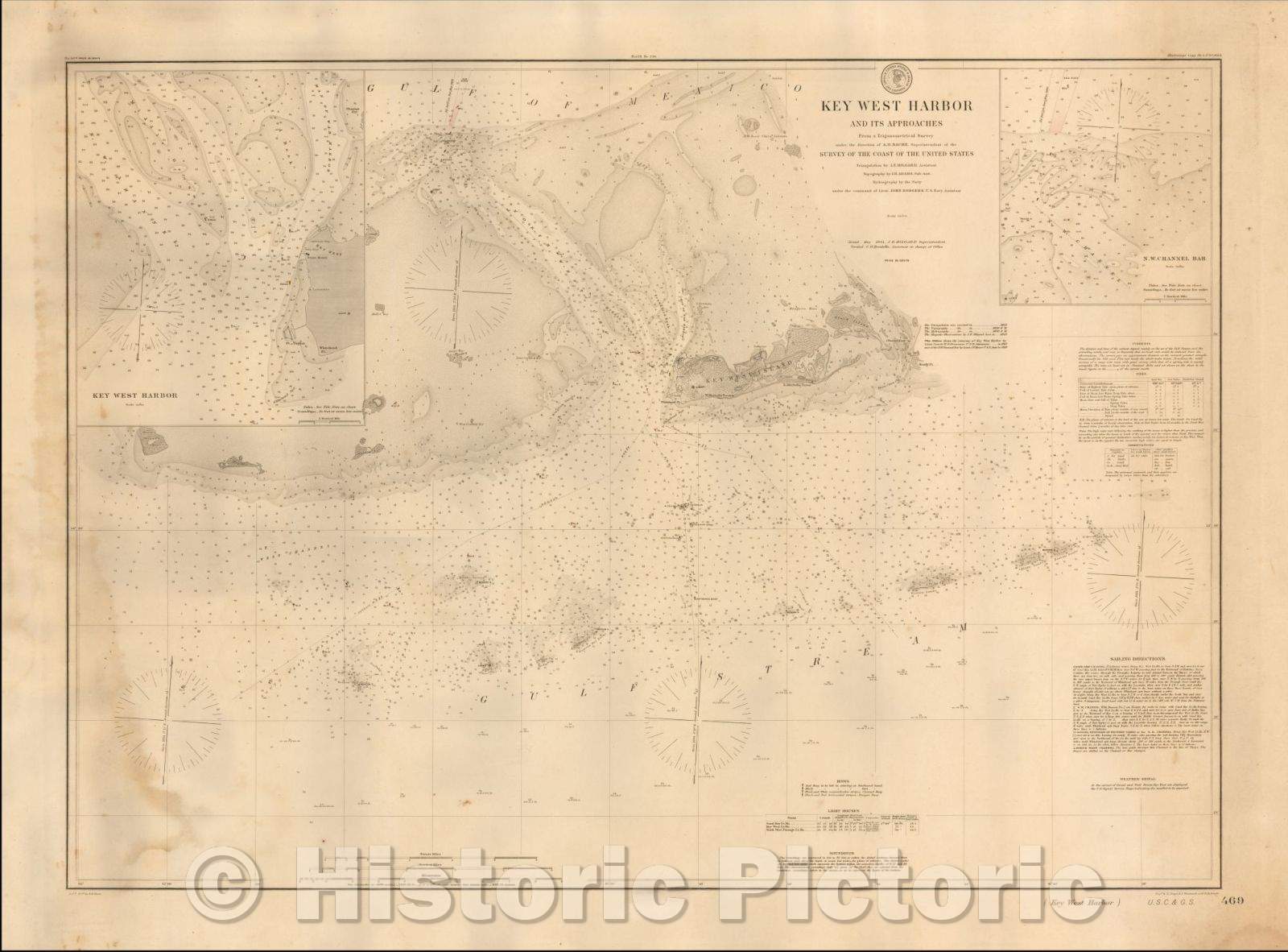 Historic Map - Key West Harbor and its approaches From a Trigonometrical Survey, 1884, U.S. Coast & Geodetic Survey - Vintage Wall Art