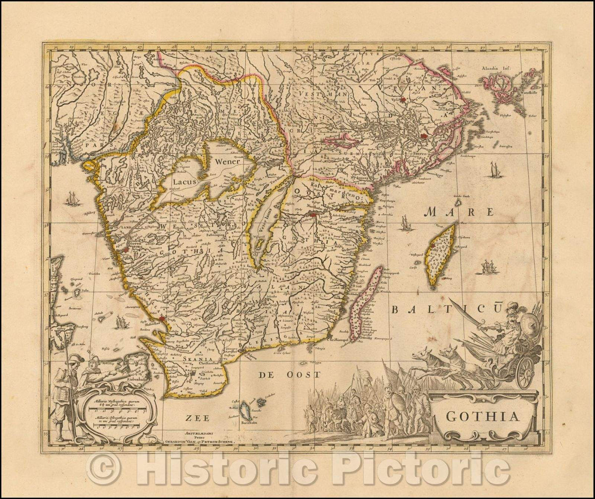 Historic Map - Gothia, 1680, Peter Schenk - Vintage Wall Art – Historic ...
