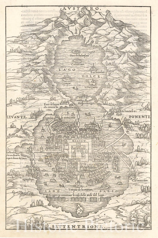 Historic Map - [Mexico City], 1556, Giovanni Battista Ramusio - Vintage Wall Art