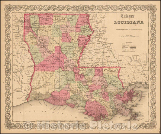 Historic Map - Colton's Louisiana, 1865, Joseph Hutchins Colton v1