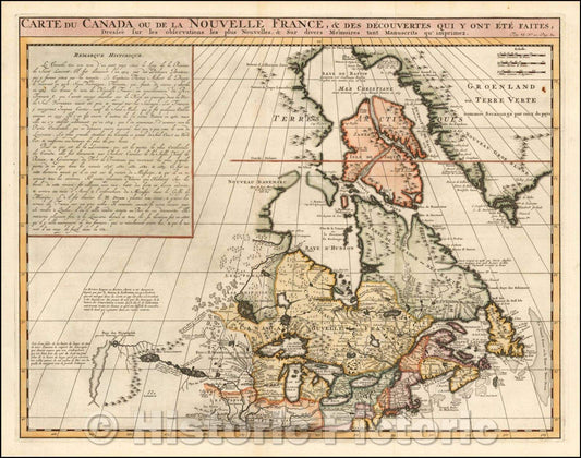 Historic Map - Carte Du Canada ou de la Nouvelle France, Des Decouvertes, 1719, Henri Chatelain v2