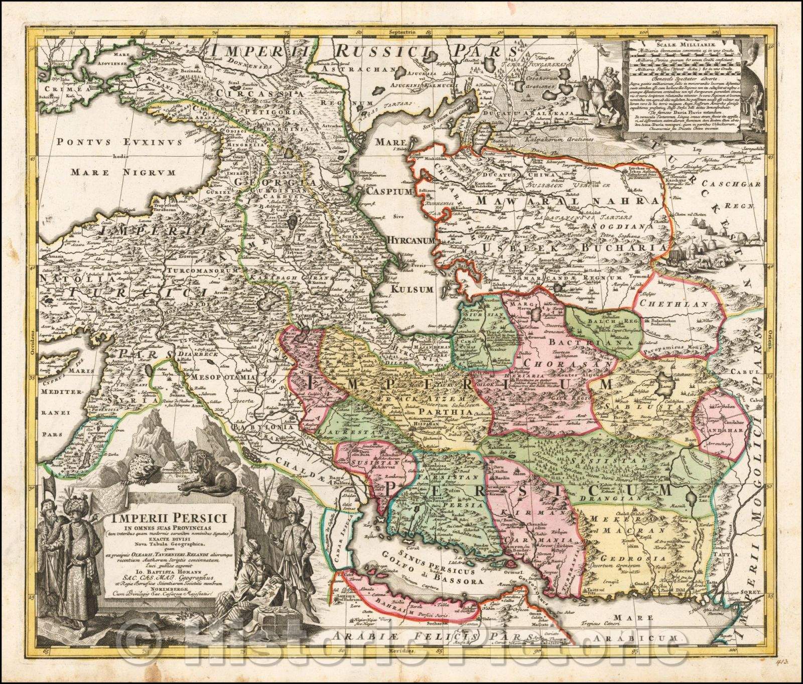 Historic Map - Imperii Persici In Omnes Suas Provincias, 1720, Johann Baptist Homann - Vintage Wall Art