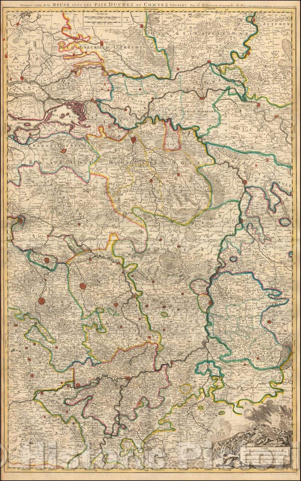 Historic Map - Premiere Carte de la Meuse avec les Pais, Duchez et Comtez voisins. :: Variant edition of Bellin's of Mississippi River Valley and environs, 1700 - Vintage Wall Art