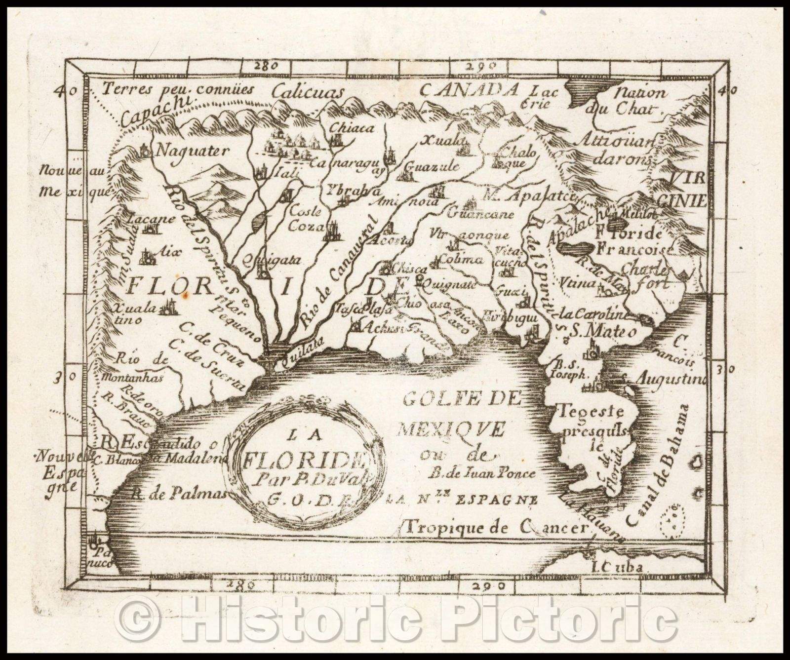 Historic Map - La Floride Par Du Val, 1660, Pierre Du Val v1