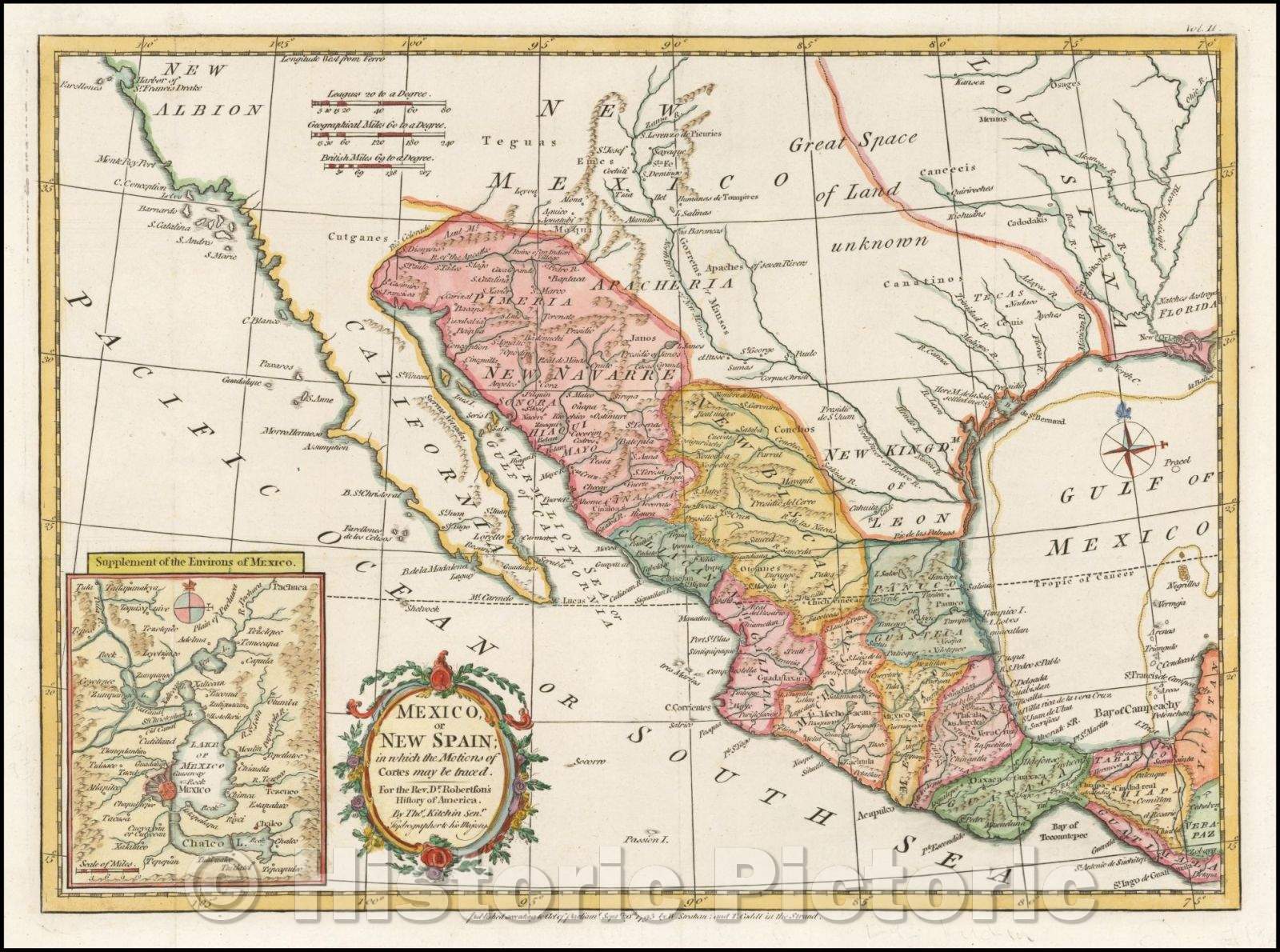 Historic Map - Mexico or New Spain; in which the Motion of Cortes may, 1795, Strahan - Vintage Wall Art