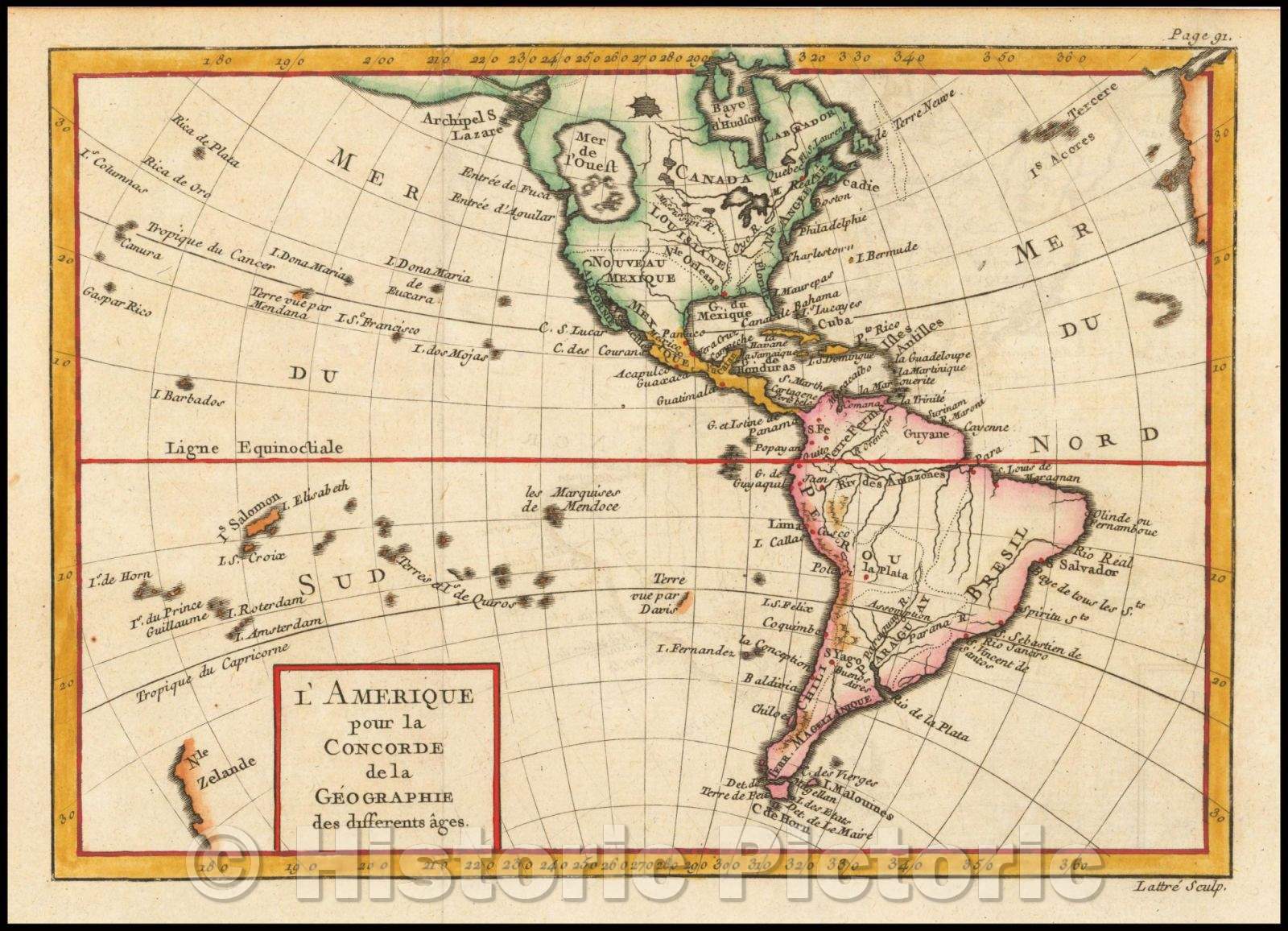 Historic Map - [Bay of the West] L'Amerique pour la Concorde de la Geographie des differ :: [Bay of the West] Amerique Concorde, 1770 - Vintage Wall Art