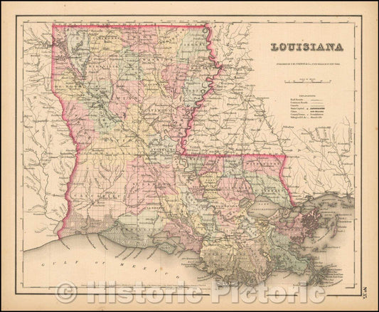 Historic Map - Colton's Louisiana, 1865, Joseph Hutchins Colton v2