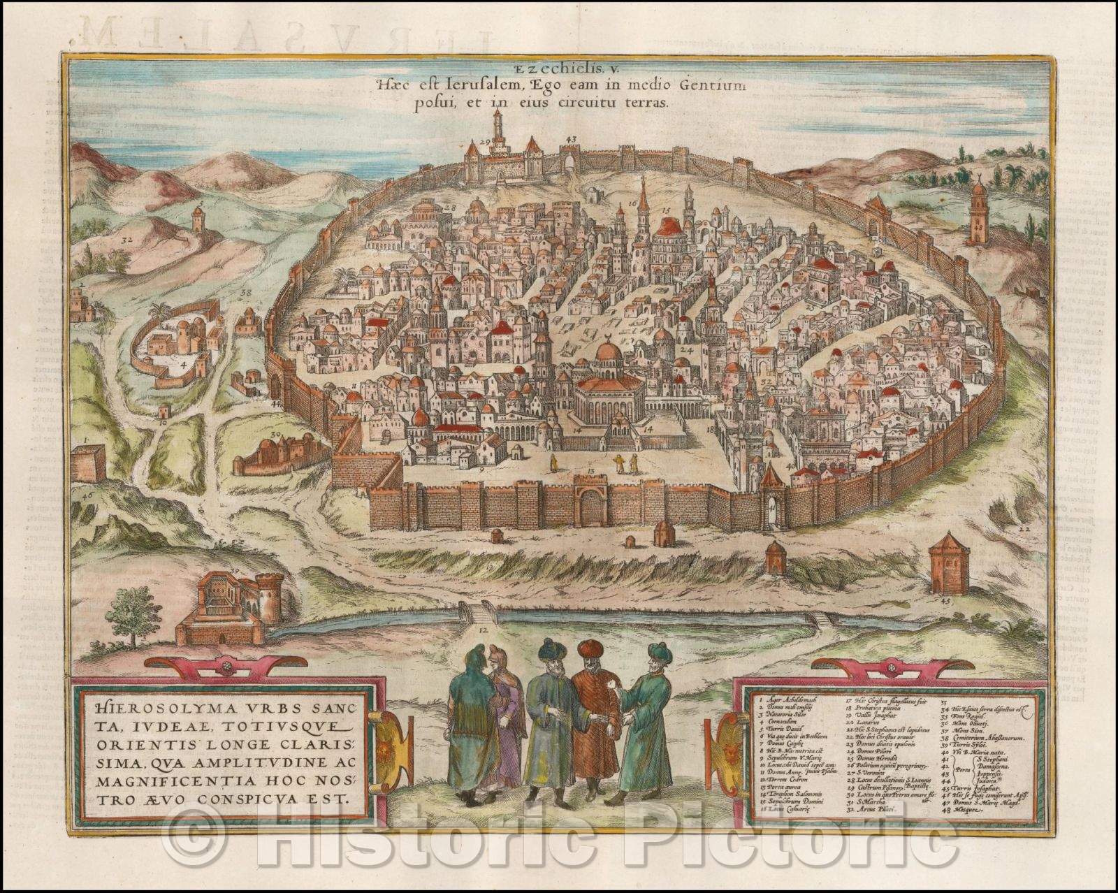 Historic Map - Hierosolyma Urbs Sancta, Iudeae, Totiusque Orientis Longe Clarissima, Qua Amplitudine ac Magnificentia hoc Nostro Aevo Conspicua Est, 1582 v2