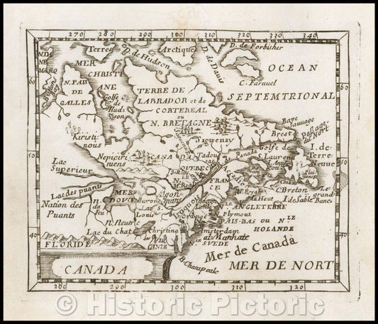 Historic Map - Canada, 1672, Pierre Du Val - Vintage Wall Art