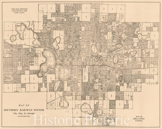 Historic Map - Map of Orlando, Florida, 1923, Carl Dann - Vintage Wall Art