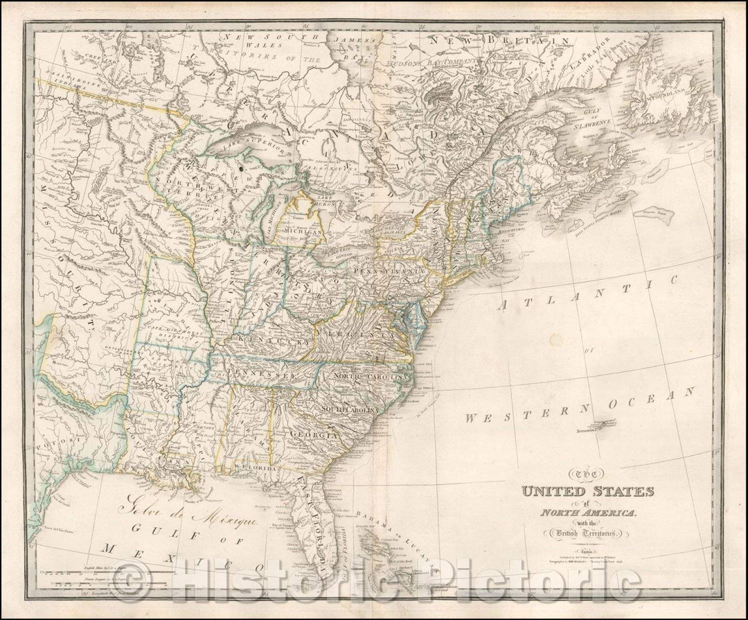 Historic Map - The United States of North America with the British Territories, 1838, James Wyld - Vintage Wall Art