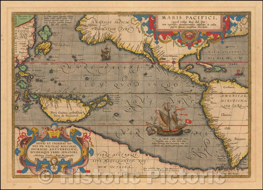 Historic Map - Maris Pacifici quod vulgo Mar del Zud, 1603, Abraham Ortelius v1