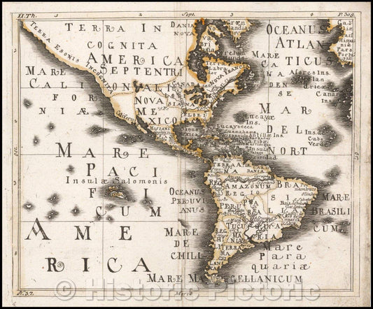 Historic Map - America, 1737, Franz Wagner - Vintage Wall Art