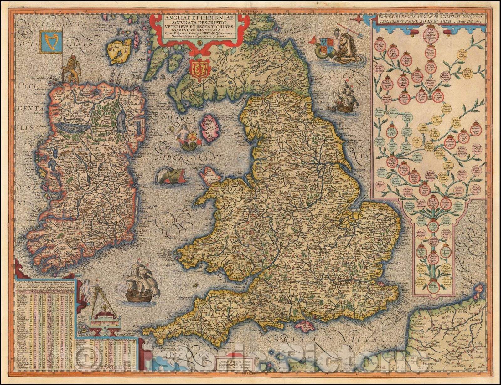 Historic Map - Angliae et Hiberniae Accurata Descriptio Veteribus et Recentioribus Nominbus Illustratus Et Ad D. Guilel. Camden Britaniam Accomodata, 1608 v2