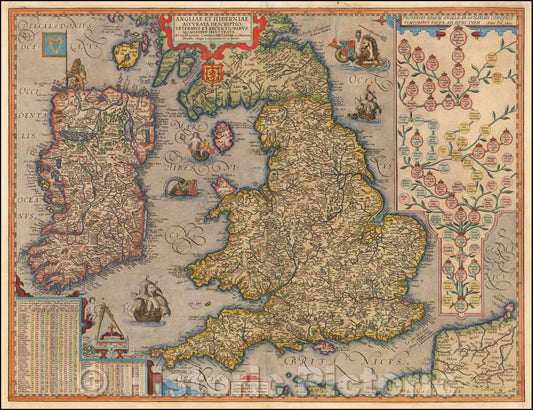 Historic Map - Angliae et Hiberniae Accurata Descriptio Veteribus et Recentioribus Nominbus Illustratus Et Ad D. Guilel. Camden Britaniam Accomodata, 1608 v2