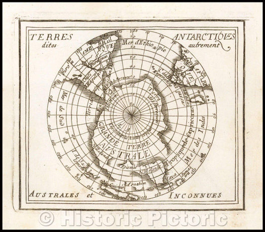 Historic Map - Terres Antarctiques dites autrement Australes et Inconnues/Second State of Du Val's Map of the Antarctic, 1682, Pierre Du Val - Vintage Wall Art