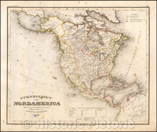 Historic Map - Stromgebiet von Nordamerica Nach den besten Quellen entworfen und gezeichnt. Vom Hauptm. Radefeld, 1847, Joseph Meyer v1