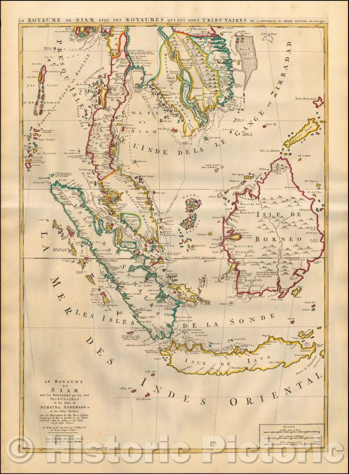 Historic Map - Le Royaume de Siam Avec les Royaumes qui luy sont Tributaires et les Isles de Sumatra, Andemaon et les Isles Voisine Avec les Observations, 1700 v3