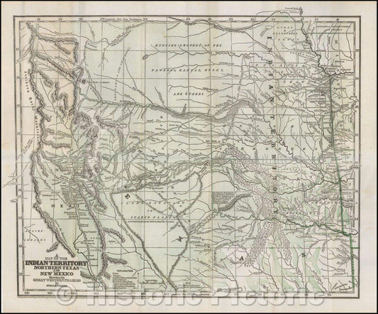 Historic Map - Indian Territory, Northern Texas And New Mexico Showing the Great Western Prairies, 1844, Josiah Gregg v1
