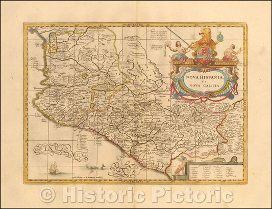 Historic Map - Nova Hispania et Nova Galicia, 1700, Peter Schenk - Vintage Wall Art
