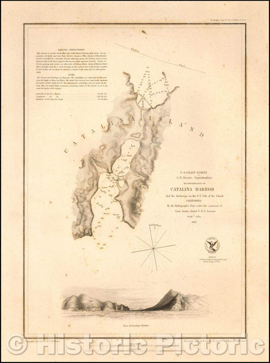 Historic Map - Reconnaissance of Catalina Harbor And the Anchorage on the NE Side of the Island, 1852, United States Coast Survey v1