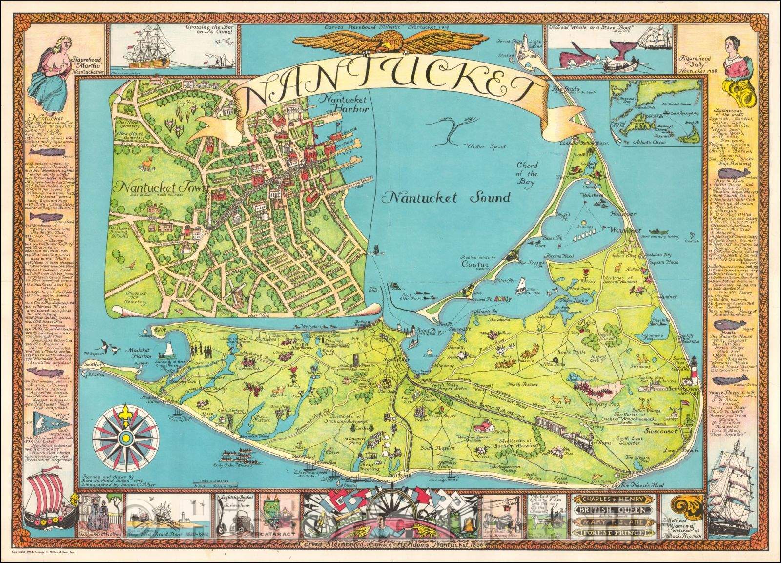 Historic Map - Nantucket, 1946, George C. Miller & Son - Vintage Wall Art
