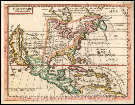 Historic Map - L'Amerique Septentrionale, 1702, Anonymous - Vintage Wall Art