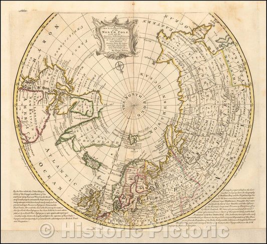 Historic Map - North Pole, with all the Countries hitherto Discovered Situated near or adjacent to it as well as some other more Remote, 1746 - Vintage Wall Art