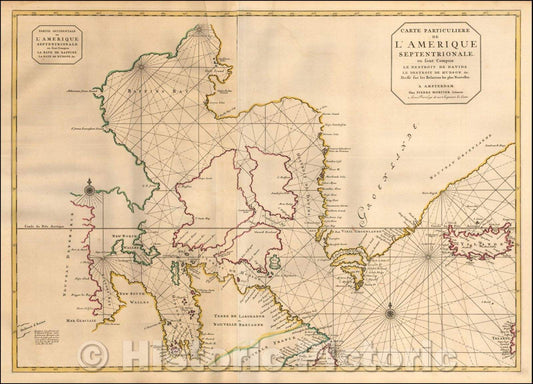 Historic Map - Carte Particuliere de L'Amerique Septentrionale ou sont Compris Le Destroit De Davids, Le Destroit De Hudson, 1695, Pieter Mortier - Vintage Wall Art