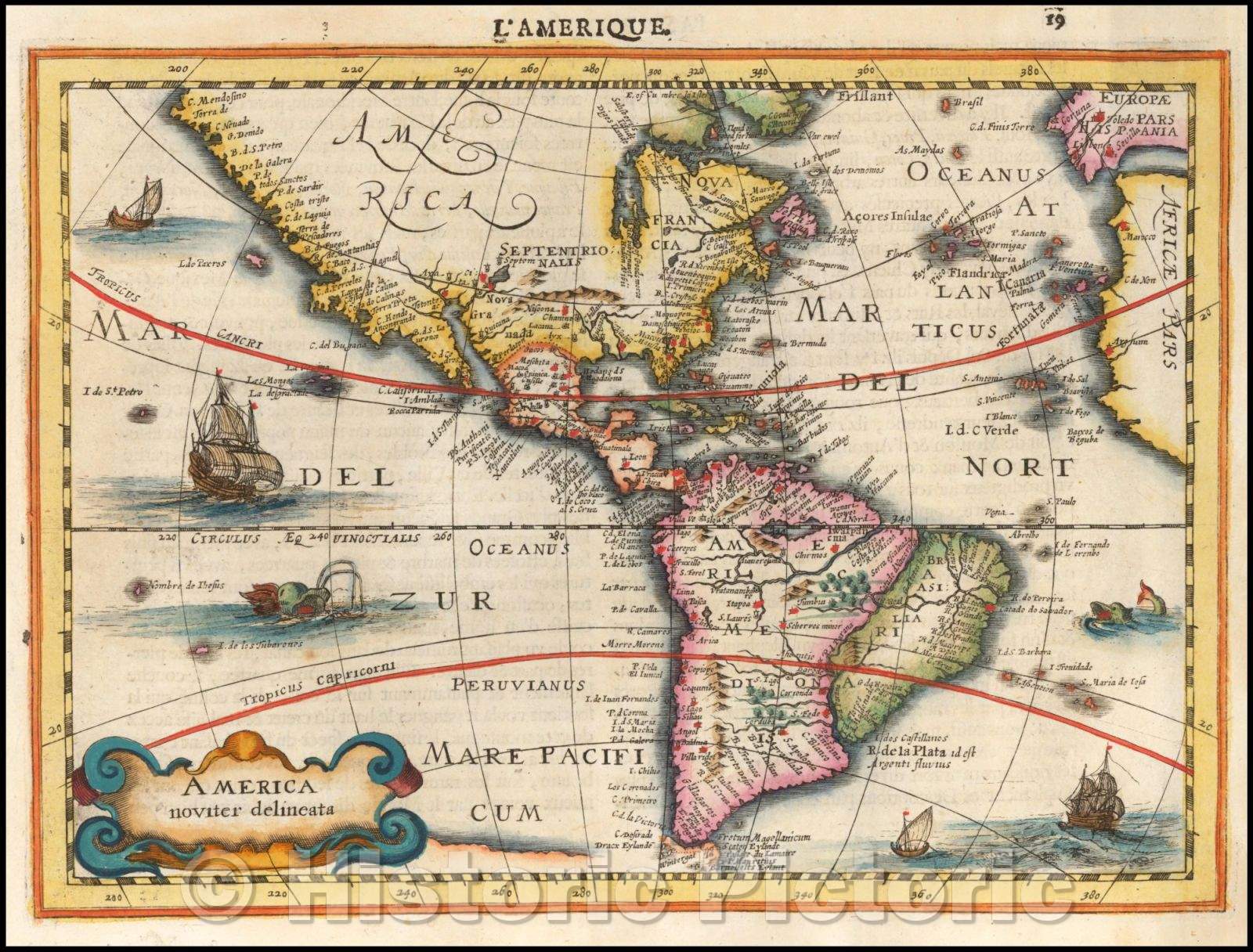 Historic Map - America noviter delineata, 1630, Johannes Cloppenburg - Vintage Wall Art