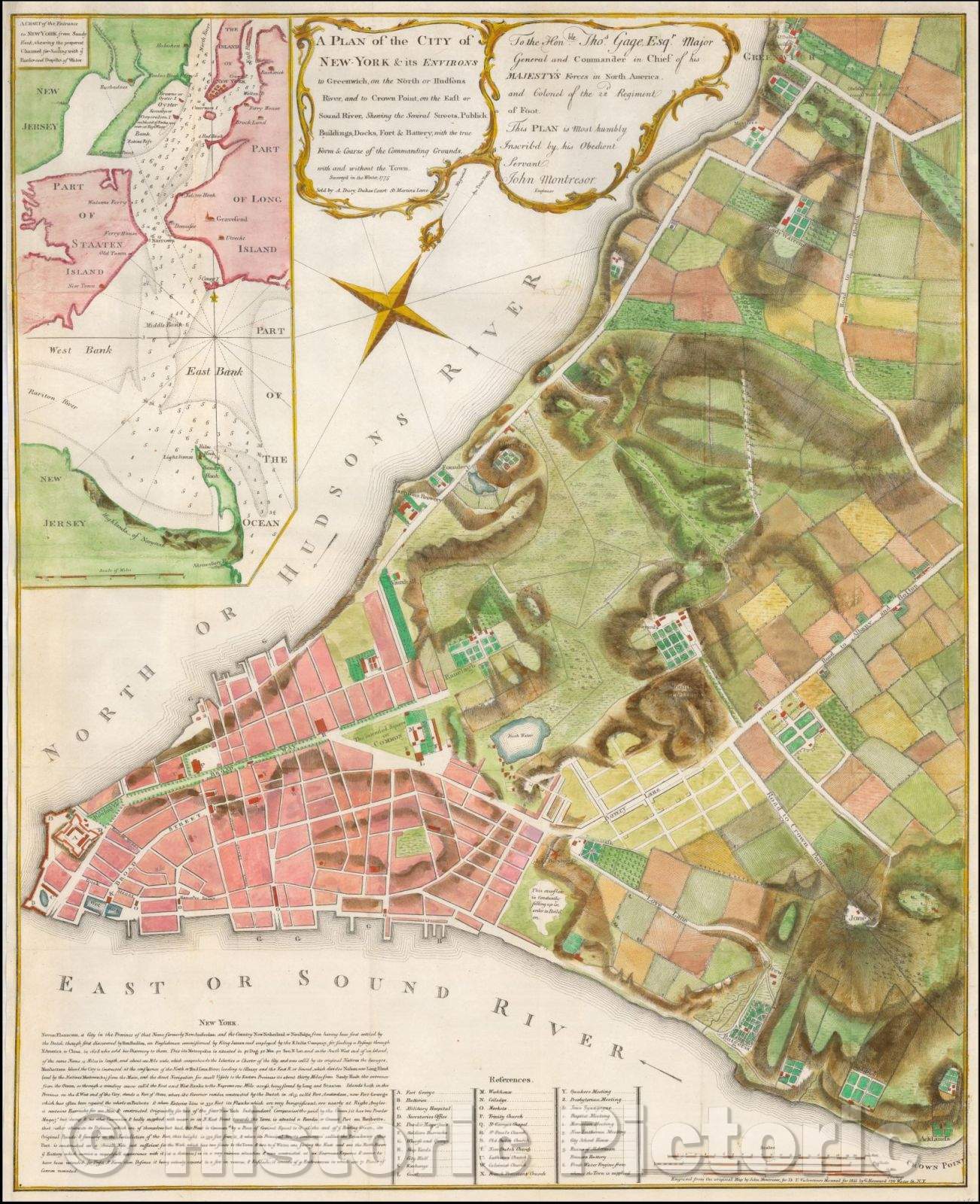 Historic Map - A Plan of the City of New-York & its Environs to Greenwich, on the North or Hudson's River, and to Crown Point, on the East or Sound River, 1775 v3