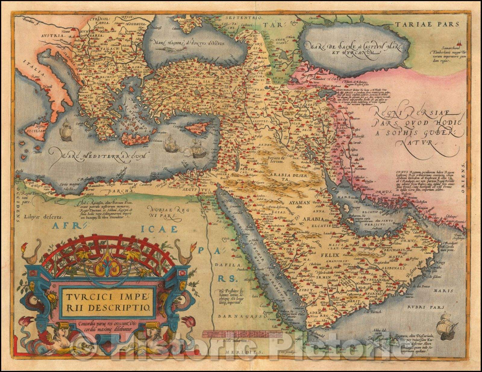 Historic Map - Turcici Imperii Descriptio, 1570, Abraham Ortelius - Vintage Wall Art