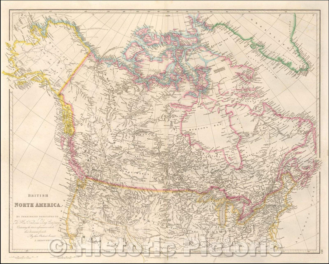 Historic Map - British North America, 1857, John Arrowsmith - Vintage Wall Art