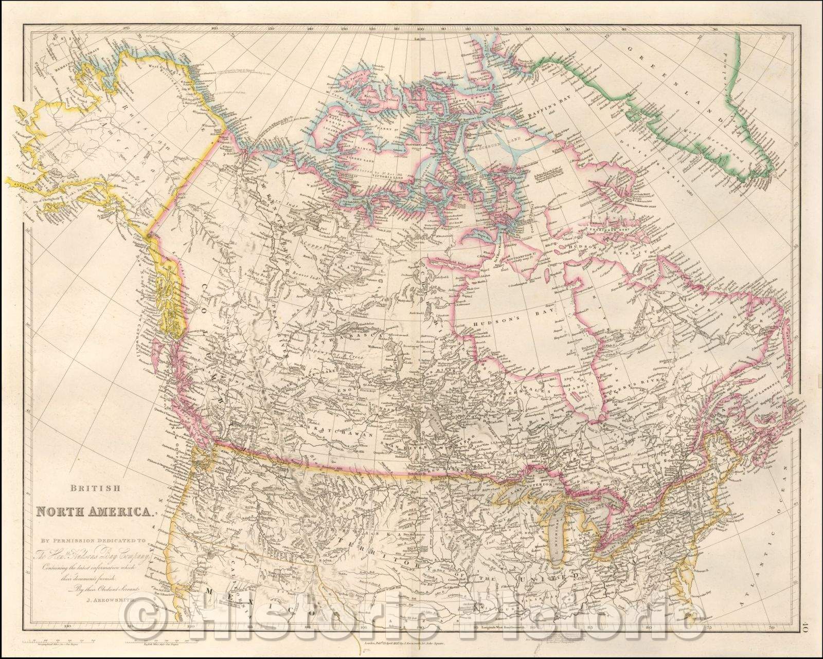 Historic Map - British North America, 1857, John Arrowsmith - Vintage Wall Art