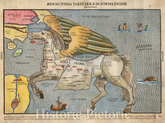 Asia in the Form of Pegasus - Historical Map Print
