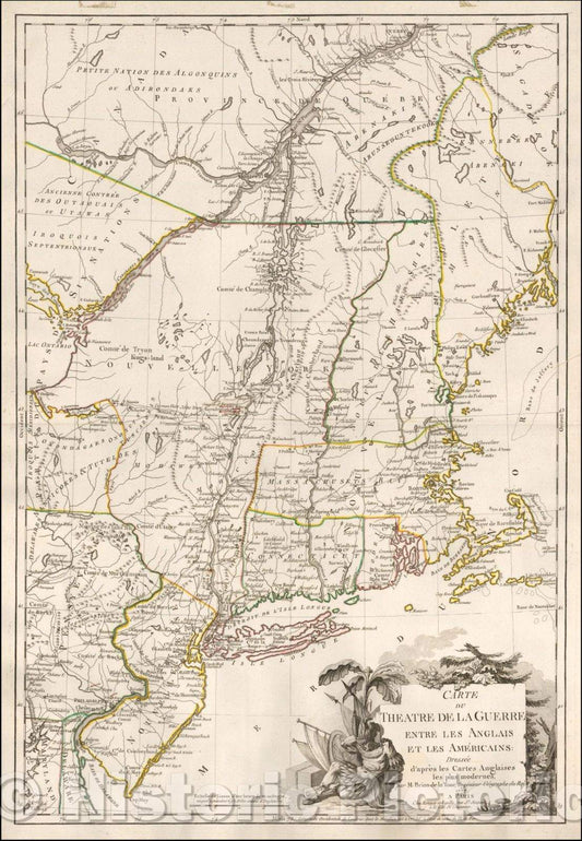 Historic Map - Carte du Theatre de la Guerre Entre les Anglais et les Americains: Dressee d'apres les Cartes Anglaises les plus modernes, 1777 - Vintage Wall Art