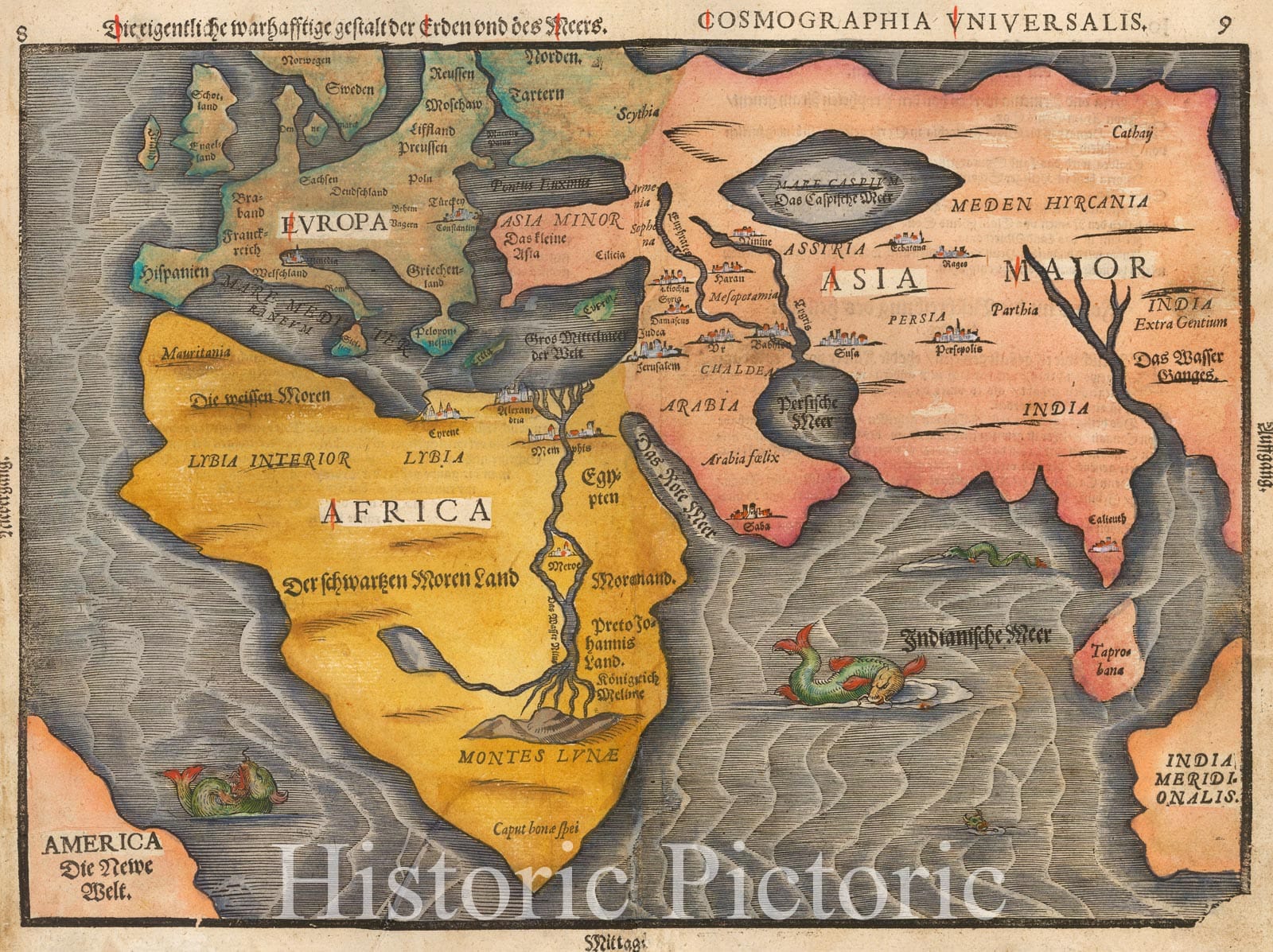 Historic Map - Die eigentliche und warhafftige gestalt der Erden und des Meers, 1581, Heinrich Bunting v1