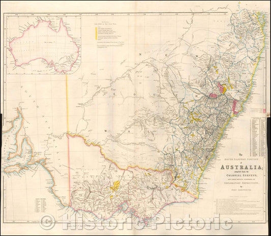 Historic Map - The South Eastern Portion of Australia, 1853, John Arrowsmith - Vintage Wall Art