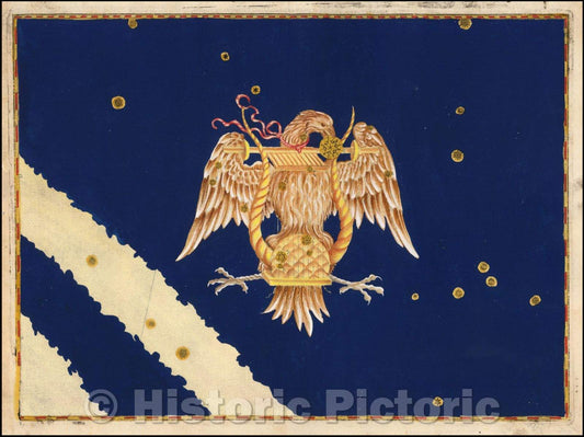 Historic Map - Lyra, Stars Heightened in Gold, 1603, Johann Bayer - Vintage Wall Art