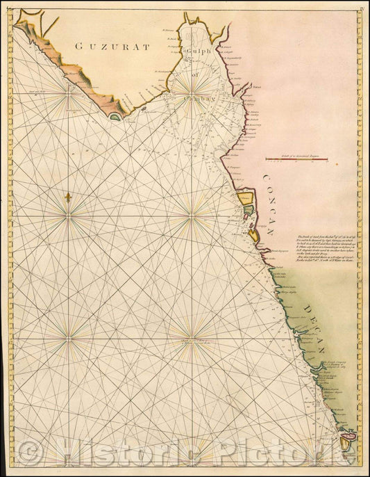 Historic Map - Coast of India - Guzurat, Concan, Decan :: Sea Chart of the coast of India from Point Jigat to Cape Ramas, Guzarat and Concan, Gulf of Cambay, 1758 - Vintage Wall Art