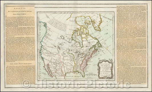 Historic Map - Nouveau Mexique, Louisiane, Canada et Nlle. Angleterre / 1766 edition of Brion De La Tour's Map of most of North America, 1766 - Vintage Wall Art