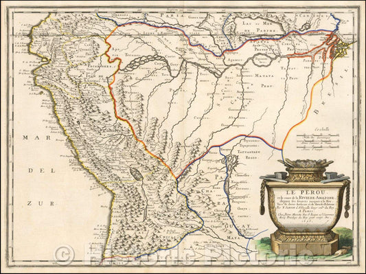 Historic Map - Le P?ou et le cours de la rivi?e Amazone. 1656/Peru and the course of the Amazon river in 1656, 1656, Nicolas Sanson - Vintage Wall Art