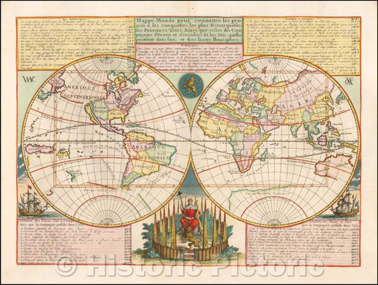 Historic Map - Mappe-Monde pour connoitre les progres & les conquestes les plus Remarquables des Provinces-Unies, Ainsy que celles des Compagnies d'Orient, 1719 v2