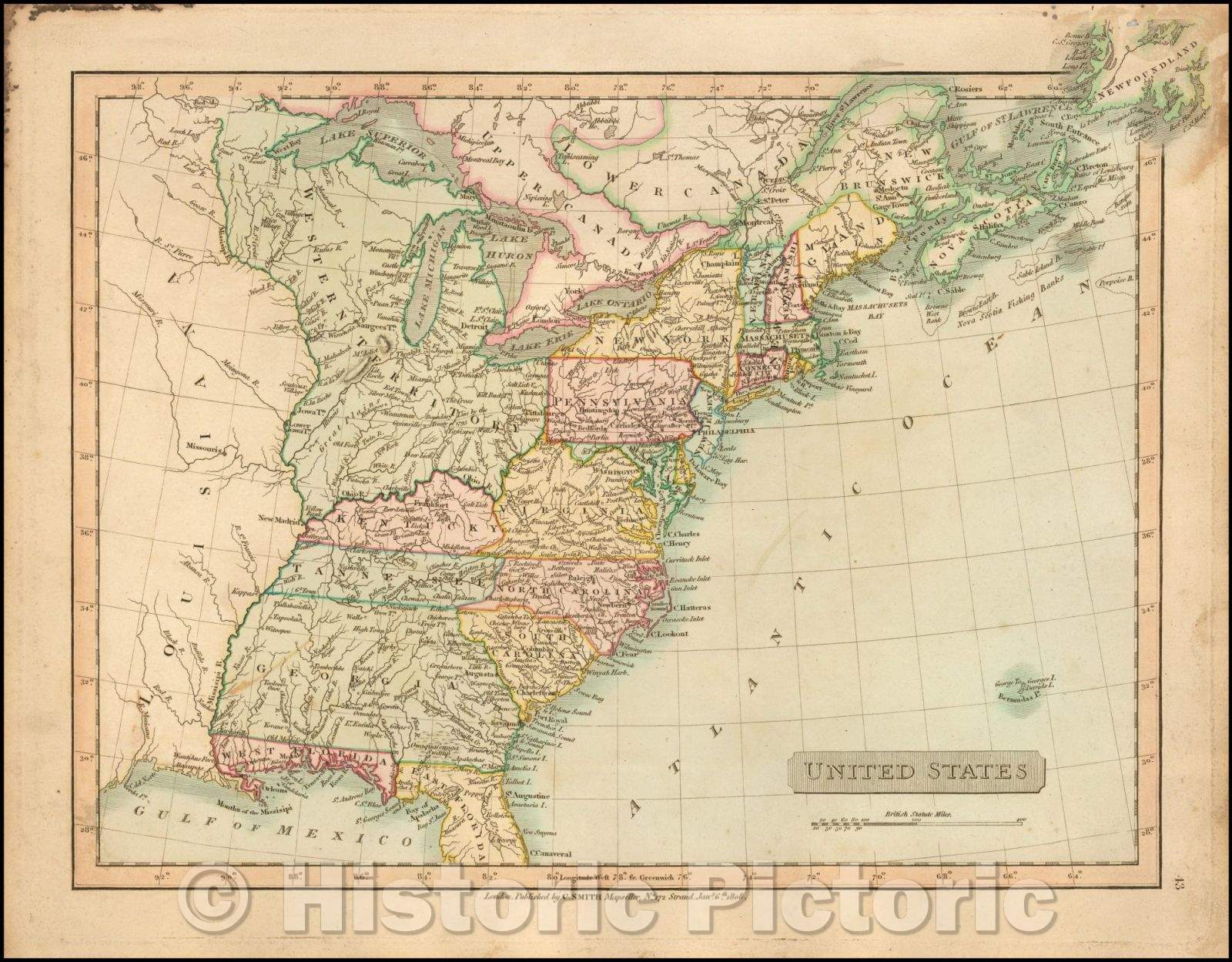 Historic Map - United States, 1809, Charles Smith - Vintage Wall Art