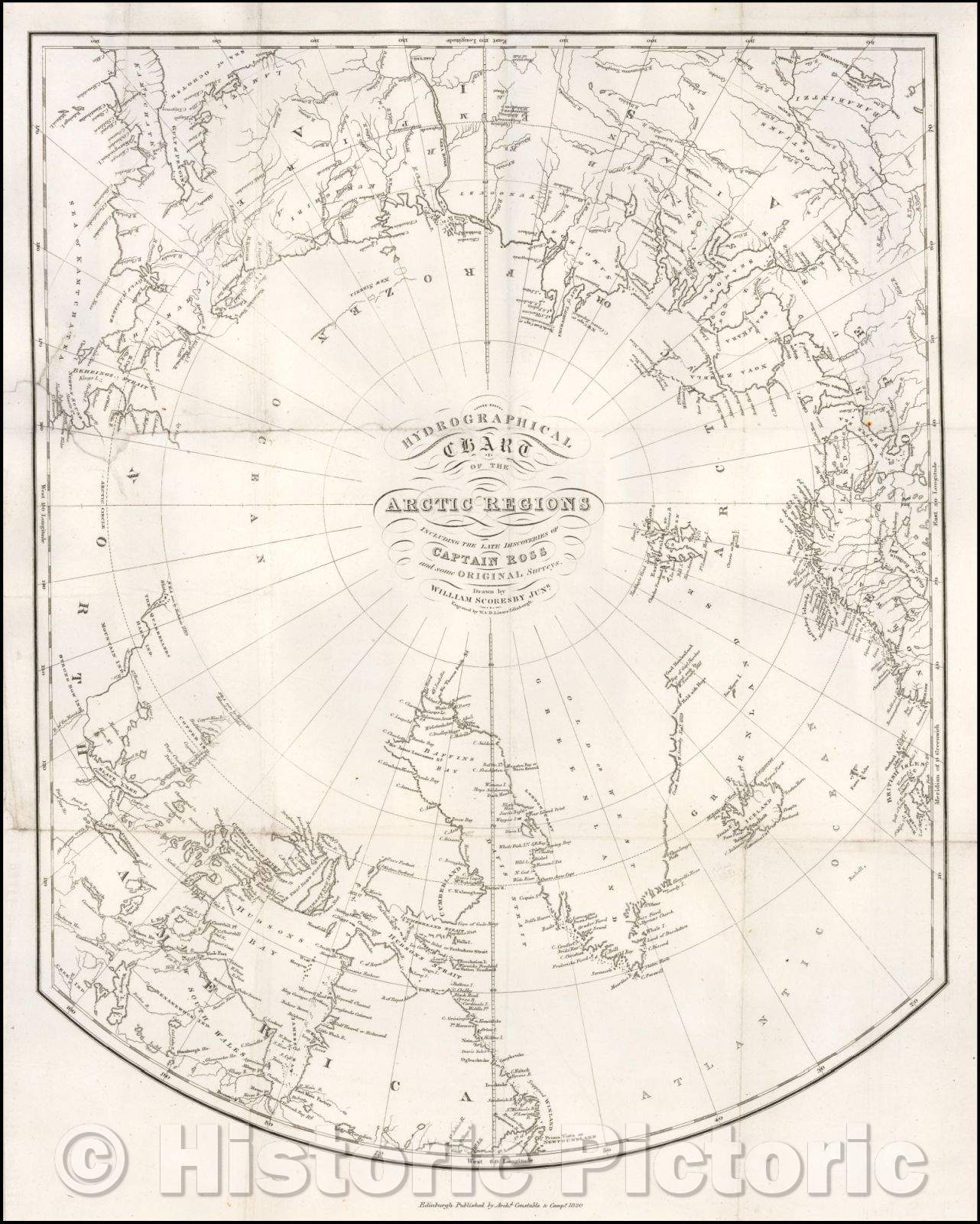 Historic Map - Hydrographical Chart of the Arctic Regions Including The Late Discoveries of Captain Ross and some Original Surveys, 1820, William Home Lizars - Vintage Wall Art